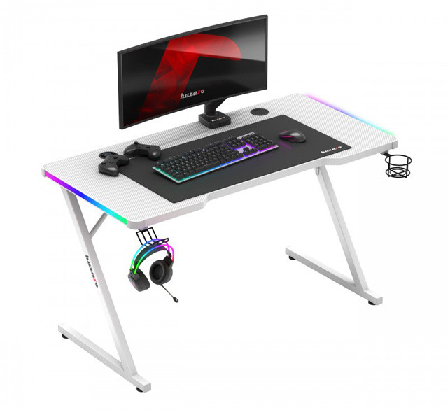 Biurko gamingowe Huzaro Hero 2.5 White RGB - zdjęcie 1