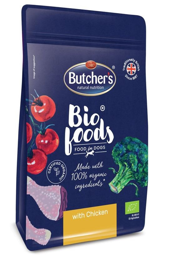 BUTCHER'S BIO Foods Dog - mokra karma dla psa z kurczakiem w formie pasztetu - tacka 11x150g - zdjęcie 1