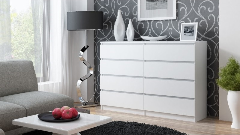 Komoda M8 140cm 8 szuflad biały mat - zdjęcie 1