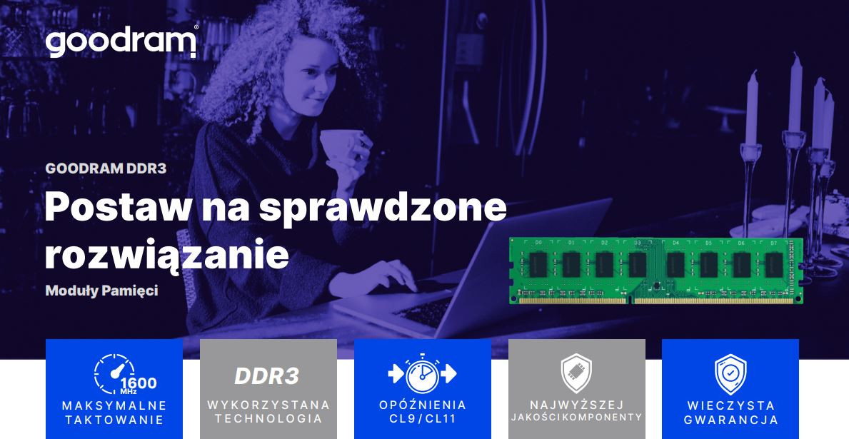 Pamięć RAM Goodram DDR3 4096MB PC1600 CL11 512x8 1,35V - zdjęcie 1
