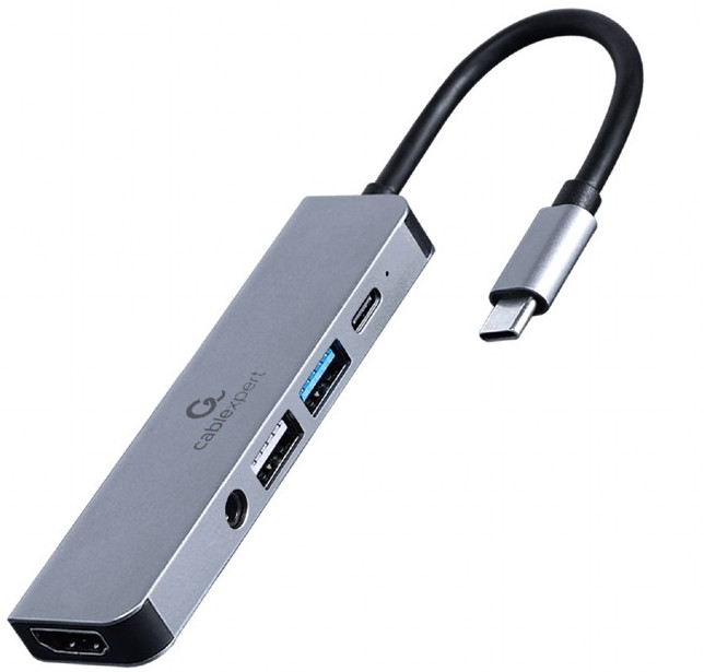 GEMBIRD MULTI ADAPTER USB TYP-C 5W1 SREBRNY - zdjęcie 1